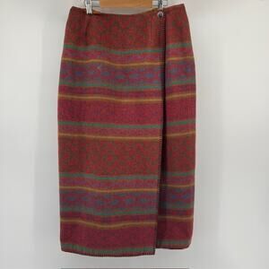 VTG Preston & York Wool Blend Southwestern Blanket Wrap Midi Skirt Womens 12 USA